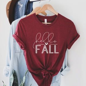 Hello Fall Autumn T-Shirt• Made to order